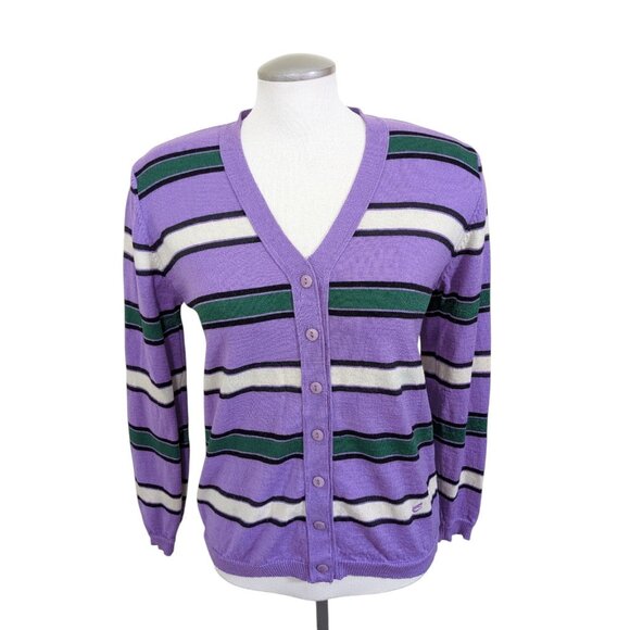 Casablanca Women Merino Wool Cardigan Button Front Euro 38 US 6 Striped Italy - Picture 1 of 6